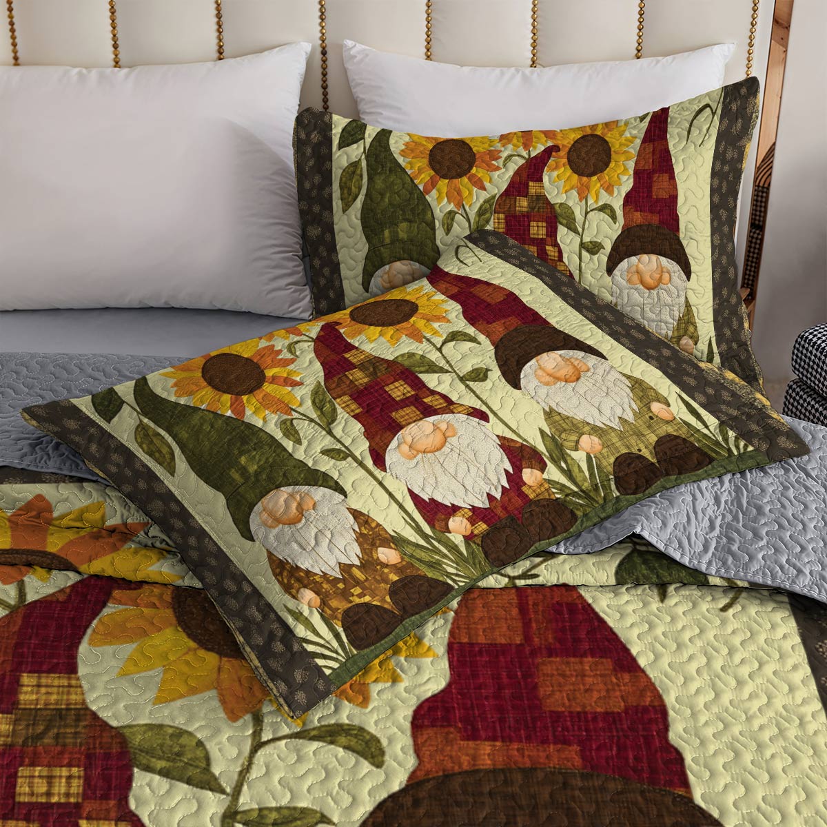 Shineful All Season Quilt 3-Piece Set - Sunflower Gnomes