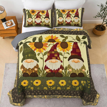 Shineful All Season Quilt 3-Piece Set - Sunflower Gnomes