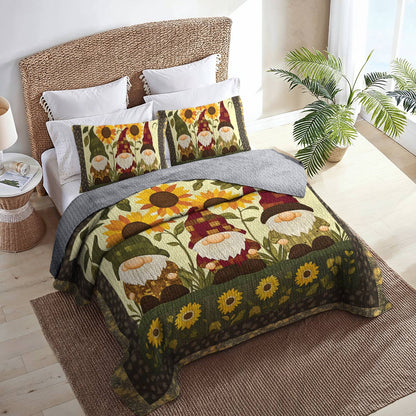 Shineful All Season Quilt 3-Piece Set - Sunflower Gnomes