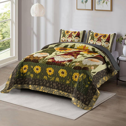 Shineful All Season Quilt 3-Piece Set - Sunflower Gnomes