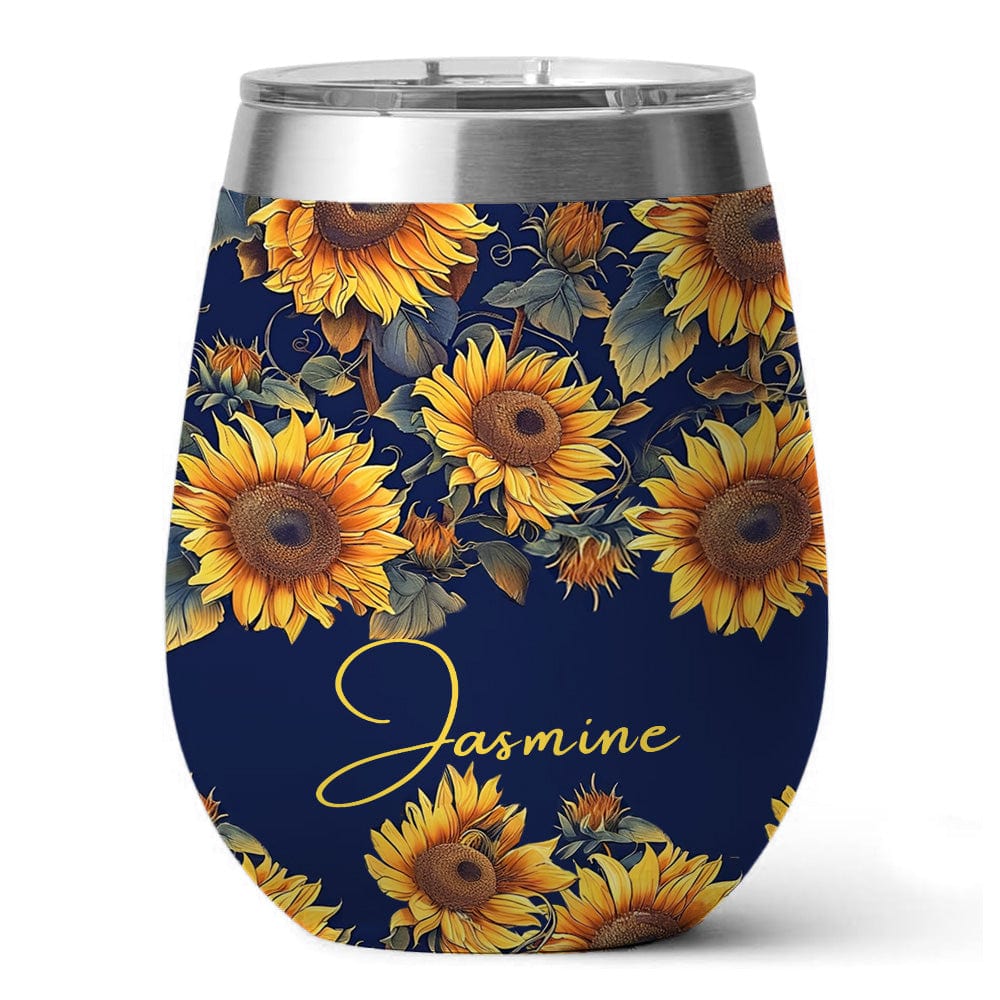 Sunflower 12 Oz Shineful™ Wine Tumbler Personalized Gorgeous Mn8 12Oz