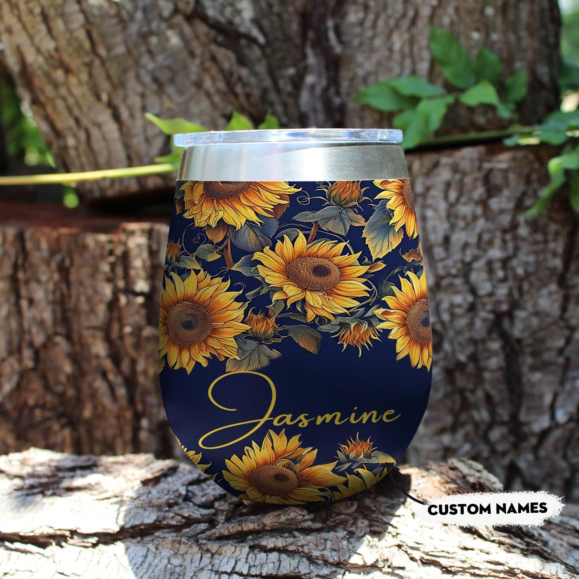 Sunflower 12 Oz Shineful™ Wine Tumbler Personalized Gorgeous Mn8 12Oz