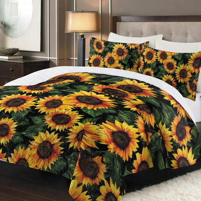 Shineful Quilt 3-Piece Set Elegant Sunflower