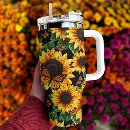 Sunflower 40 Oz Shineful™ Tumbler Beautiful Garden Mn8 White 40Oz