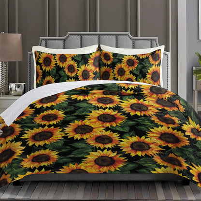 Shineful Quilt 3-Piece Set Elegant Sunflower