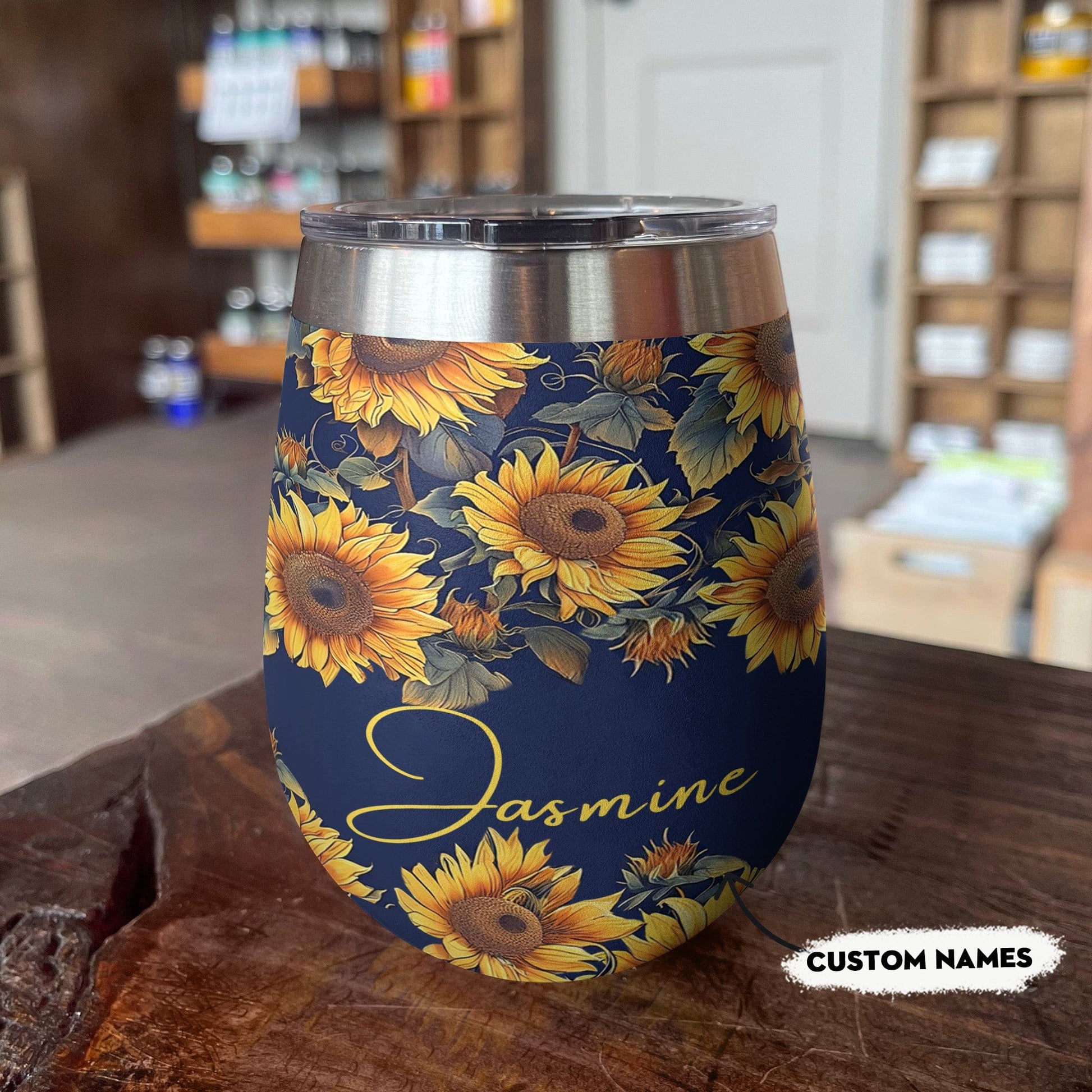 Sunflower 12 Oz Shineful™ Wine Tumbler Personalized Gorgeous Mn8 12Oz