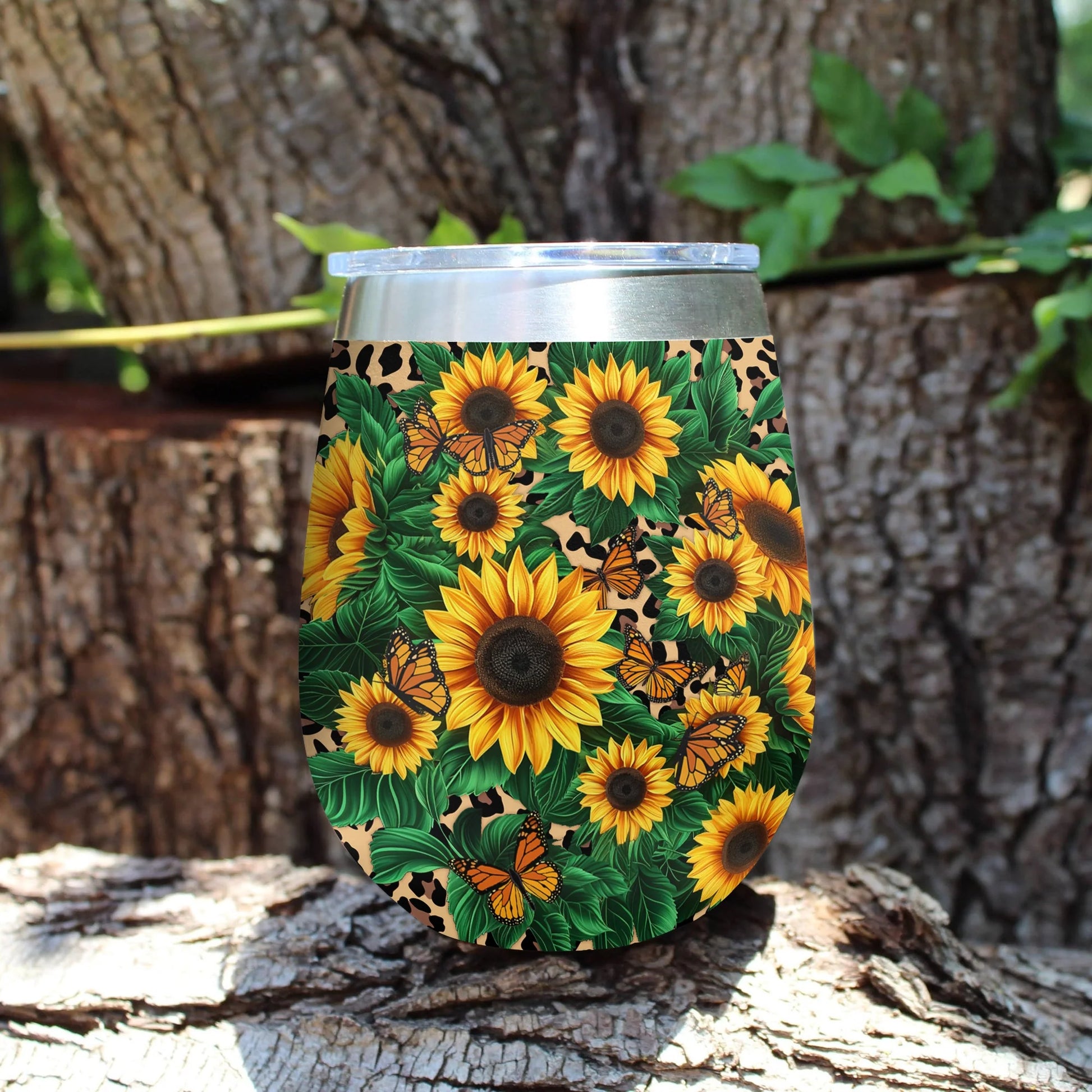 Sunflower 12 Oz Shineful™ Wine Tumbler Beautiful Garden Mn8 12Oz