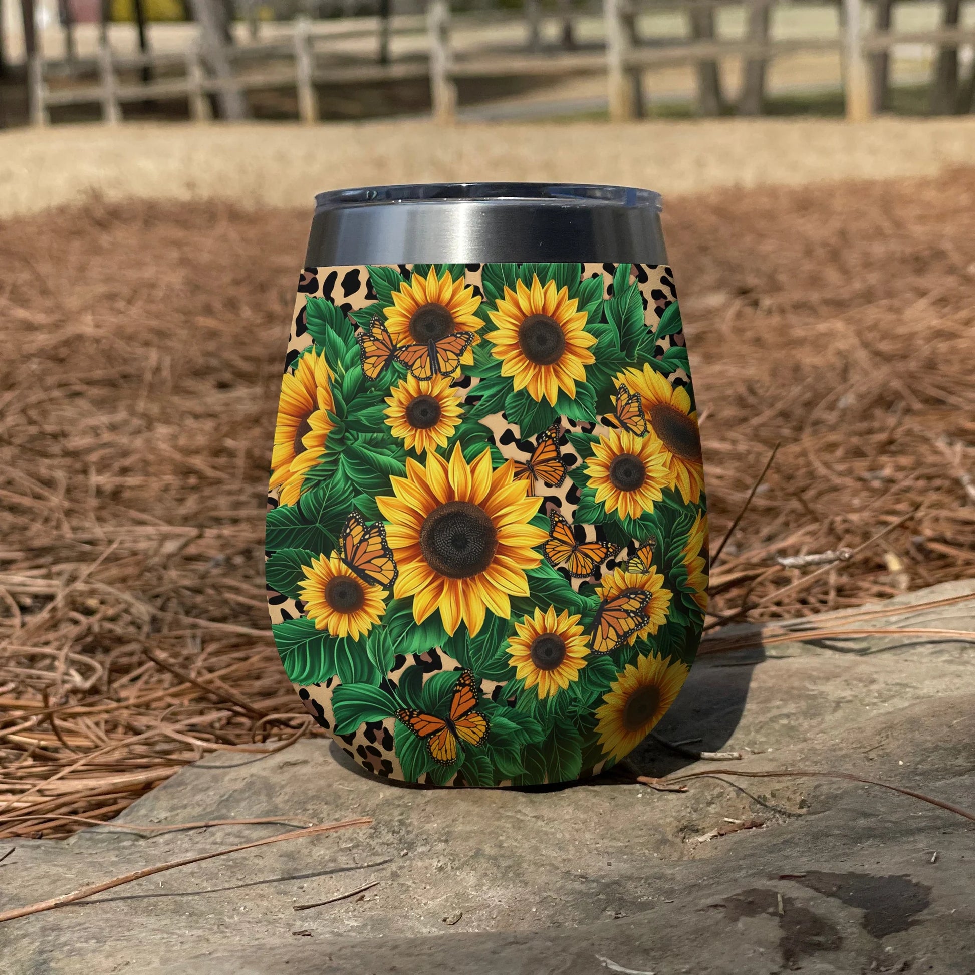 Sunflower 12 Oz Shineful™ Wine Tumbler Beautiful Garden Mn8 12Oz