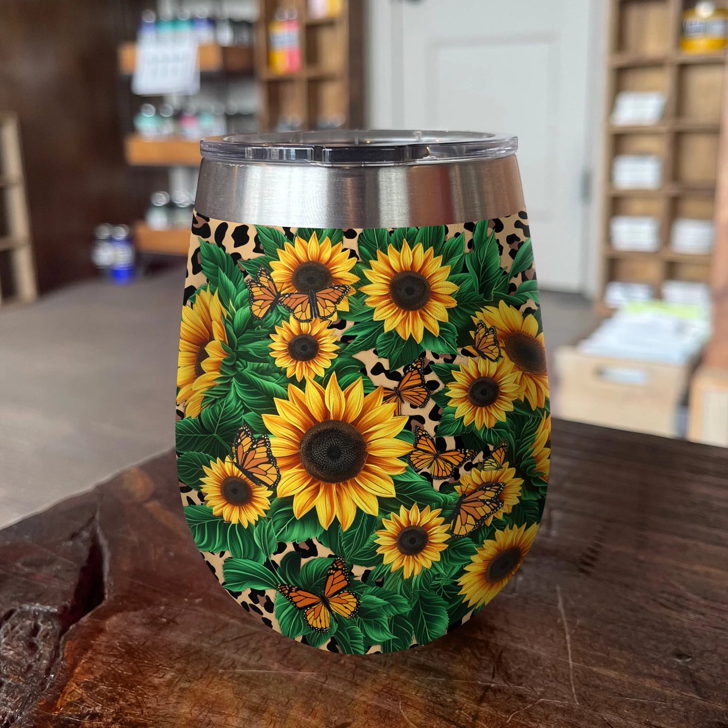 Sunflower 12 Oz Shineful™ Wine Tumbler Beautiful Garden Mn8 12Oz