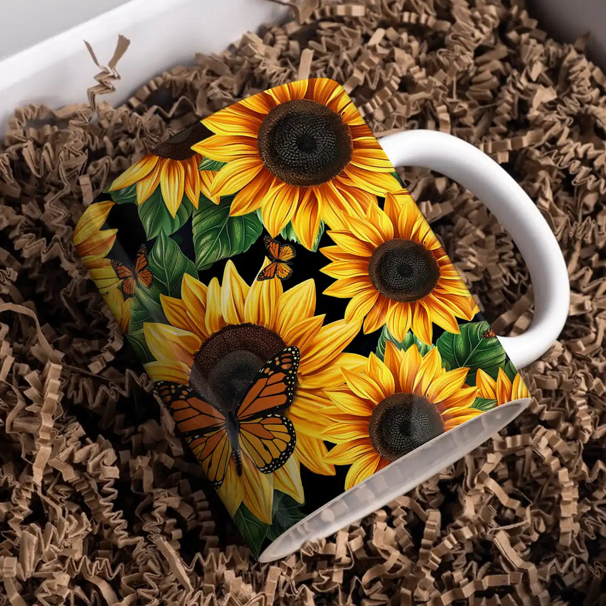 Tasse en céramique brillante Jardin de tournesols