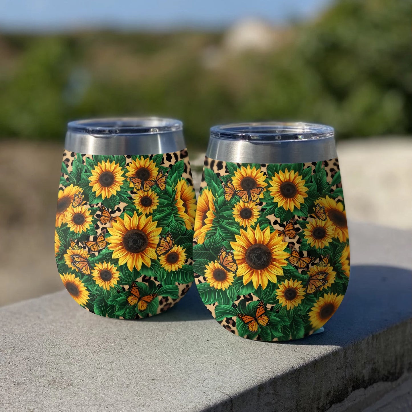 Sunflower 12 Oz Shineful™ Wine Tumbler Beautiful Garden Mn8 12Oz