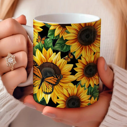 Tasse en céramique brillante Jardin de tournesols