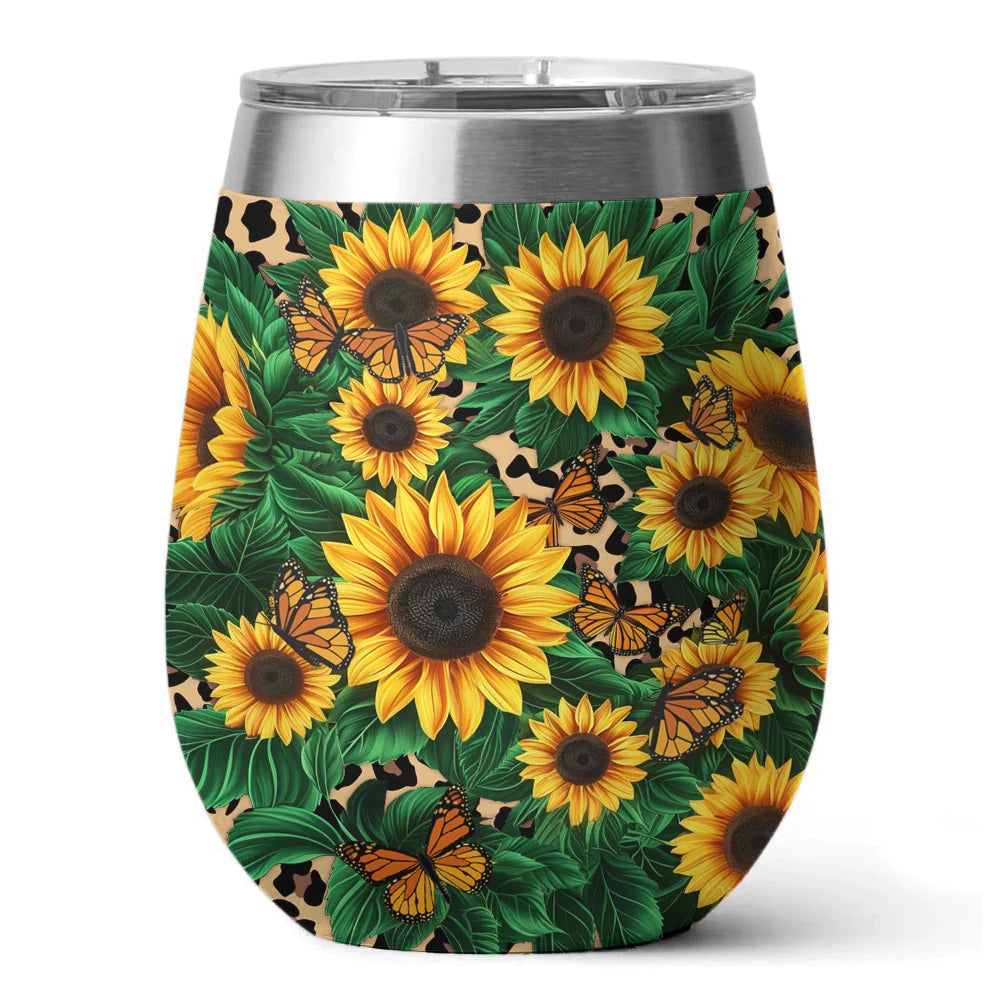 Sunflower 12 Oz Shineful™ Wine Tumbler Beautiful Garden Mn8 12Oz