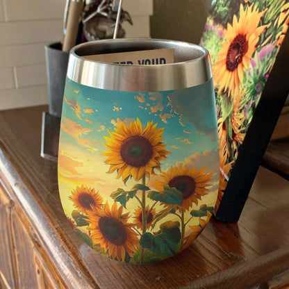 Shineful Wine Tumbler Sunflower Shining