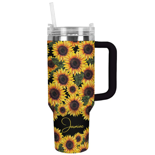 Shiny Tumbler Personalisiert Strahlende Sonnenblume