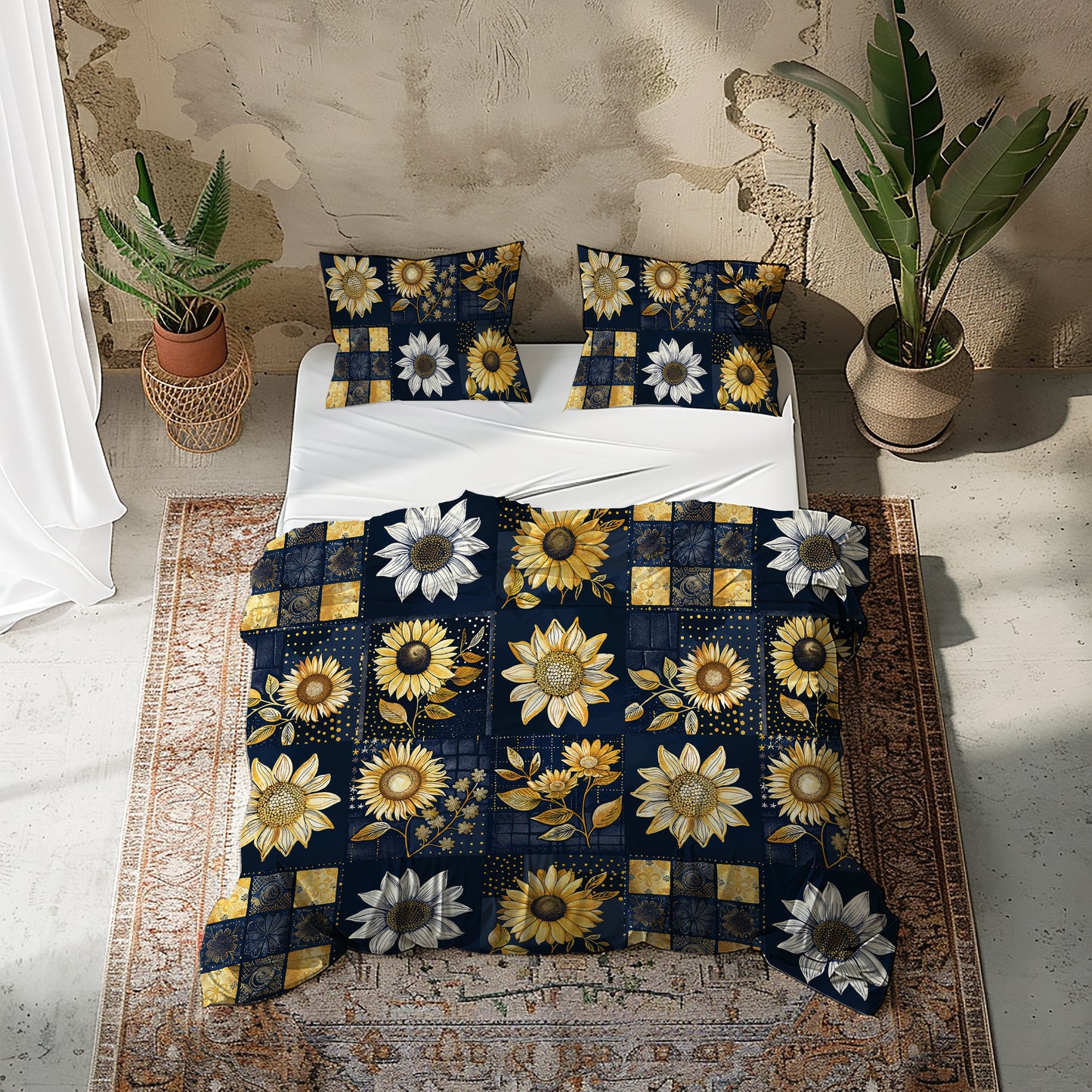 Shineful 3 Pieces Duvet Cover Set Inelegance Sunflowers