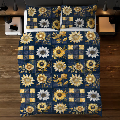 Shineful 3 Pieces Duvet Cover Set Inelegance Sunflowers