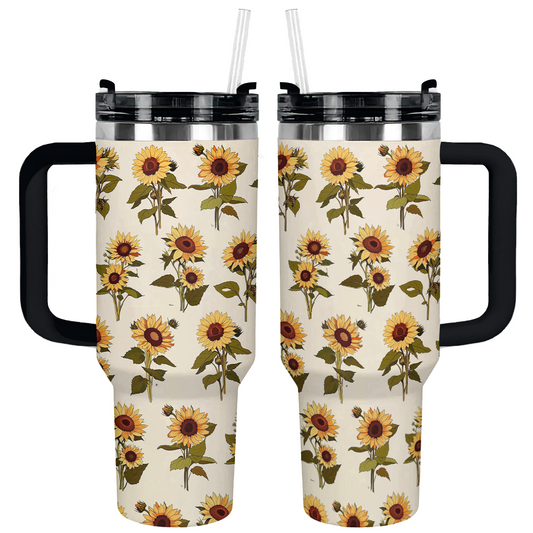 Glänzender Becher Vintage Sonnenblumen