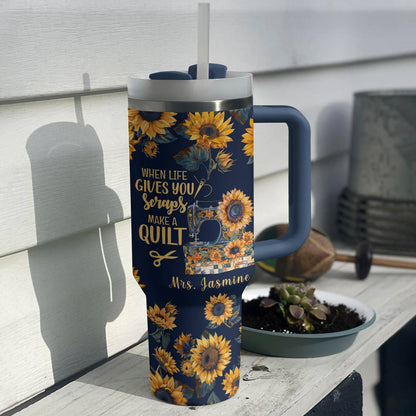 Shineful Tumbler Personalized Sunflower Quilted Bliss