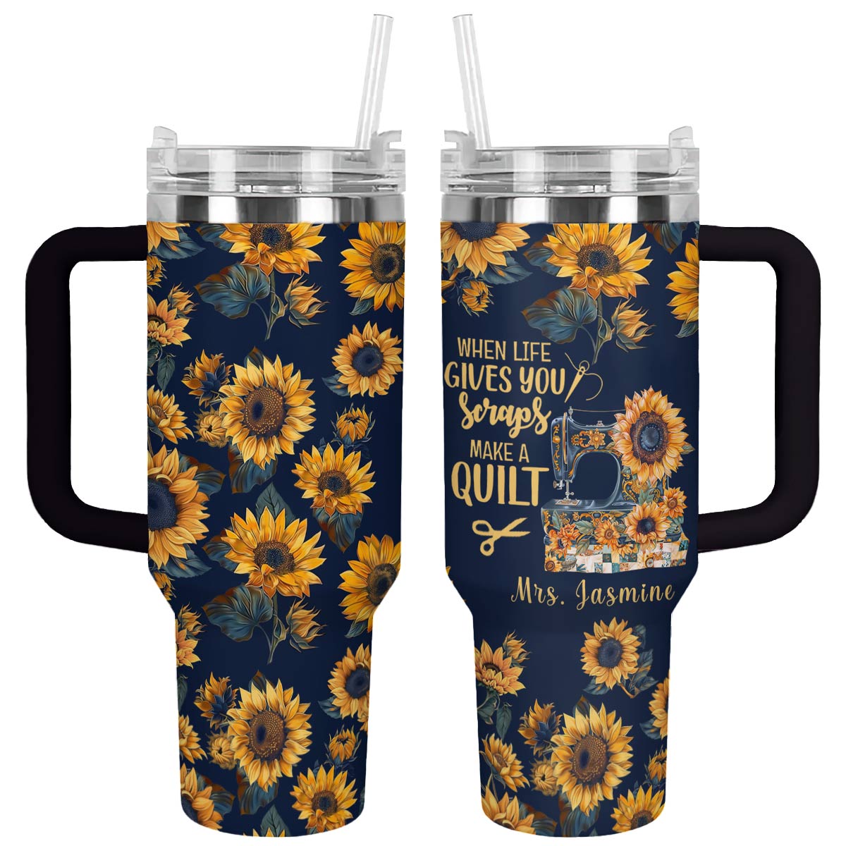 Shineful Tumbler Personalized Sunflower Quilted Bliss