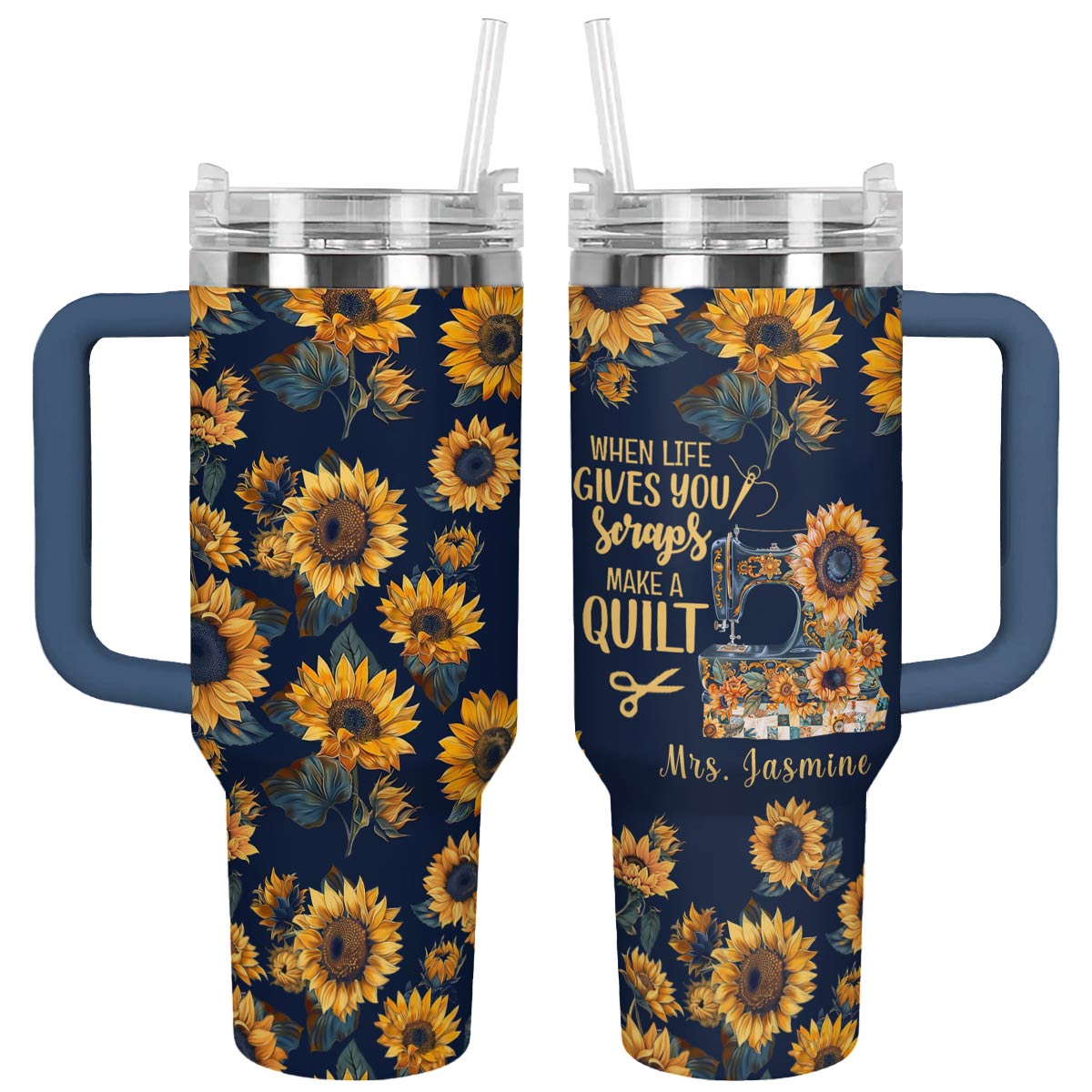 Shineful Tumbler Personalized Sunflower Quilted Bliss