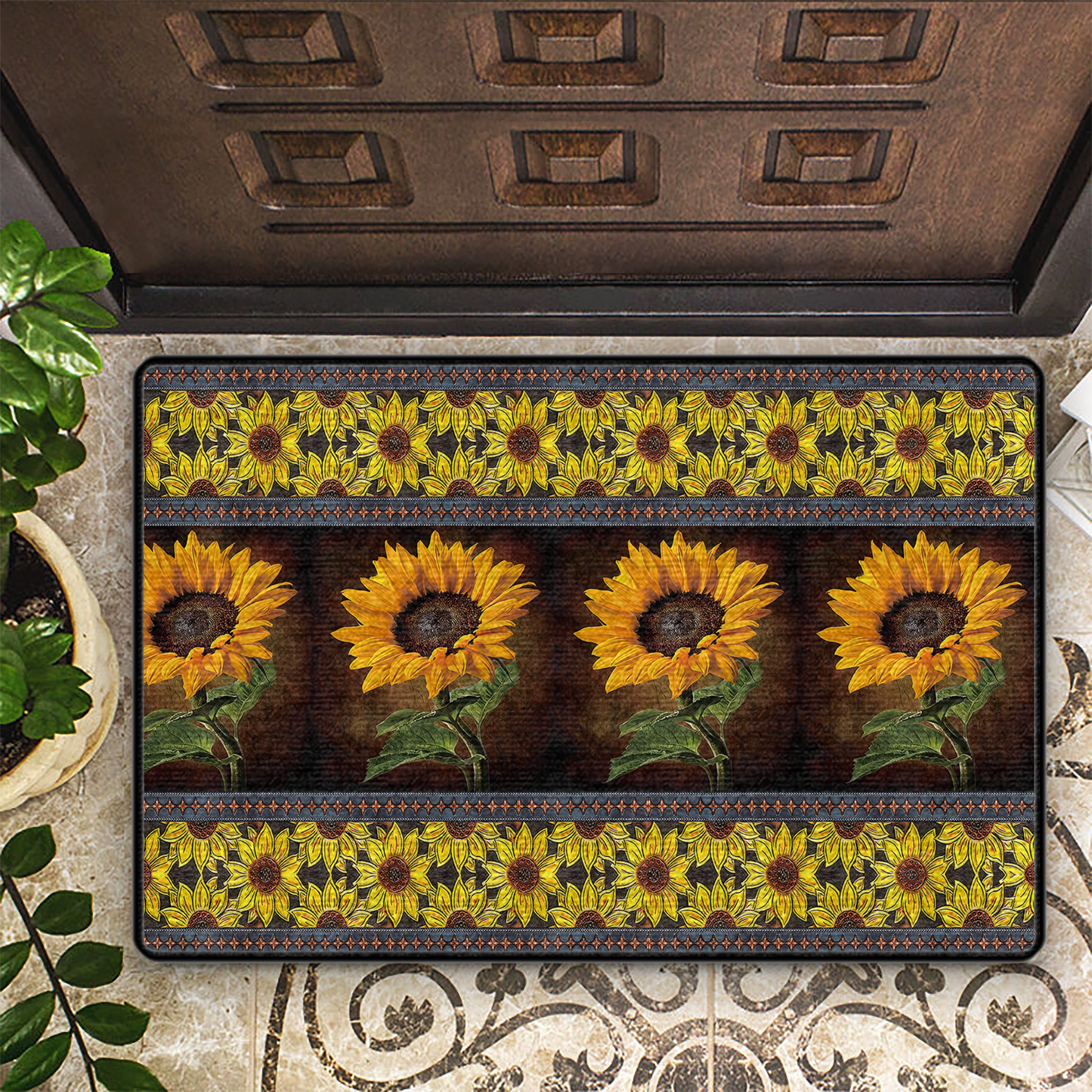 Shineful Sunflower Faith Hope Ultra-Thin Non Skid Floor Mat, Kitchen Rugs