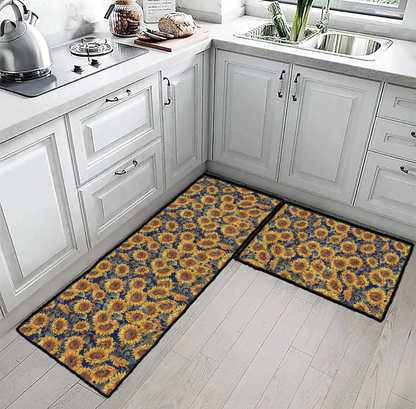 Tapis de sol antidérapant ultra-fin à motif tournesol brillant et magnifique, tapis de cuisine