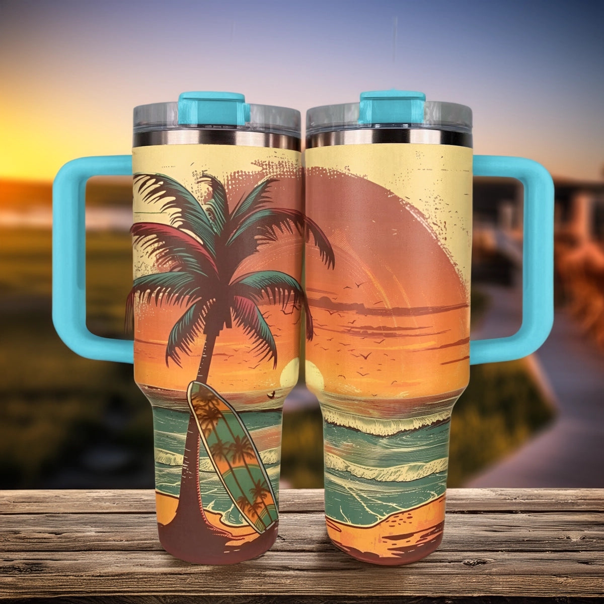 Shineful Tumbler Tropical Sunset Surfing Adventure