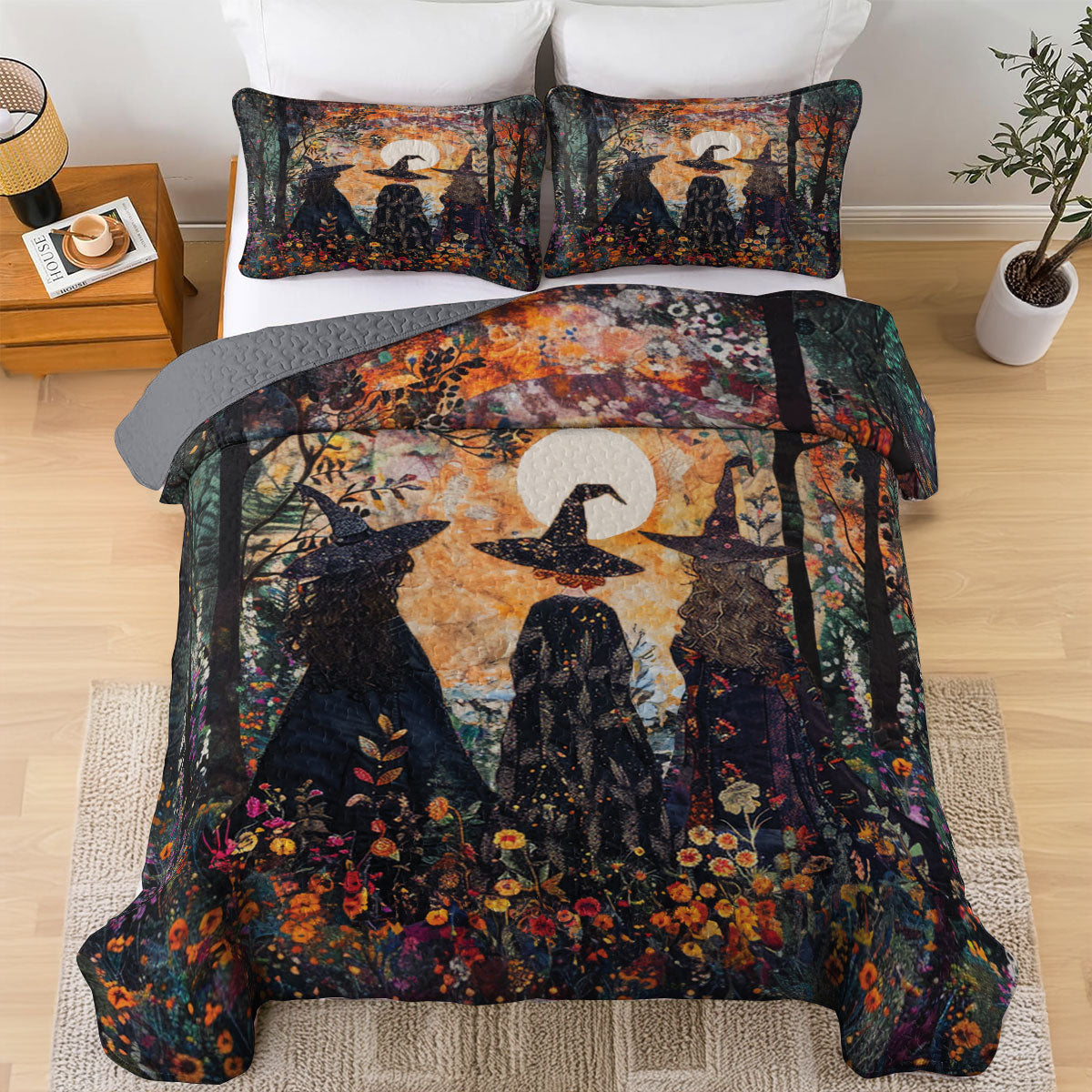 Shineful All Season Quilt 3-Piece Set Whispering Witches