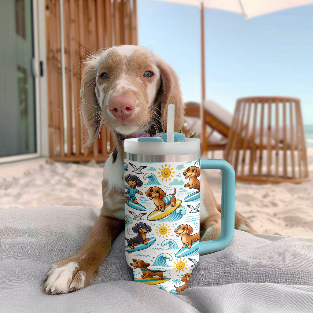 Shineful Tumbler Surfing Dachshunds Delight