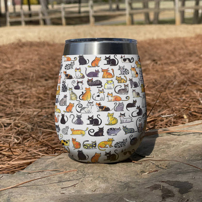 Cat 12 Oz Shineful™ Wine Tumbler Amazing Cats Tl10 12Oz