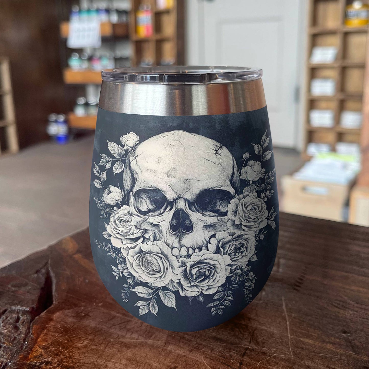 Shineful Wine Tumbler Skull Lovely