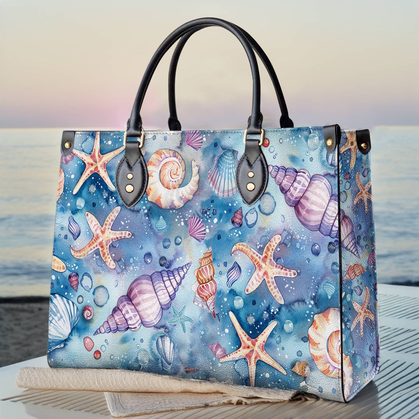 Glänzende Ledertasche Ocean Bliss