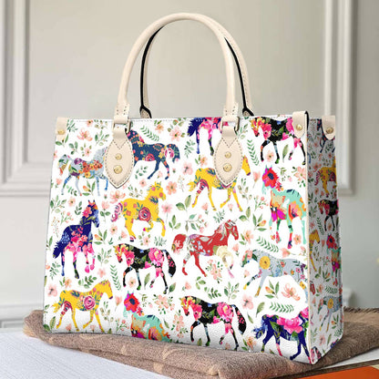 Shineful Leather Bag Floral Horse