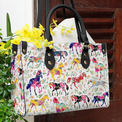 Shineful Leather Bag Floral Horse