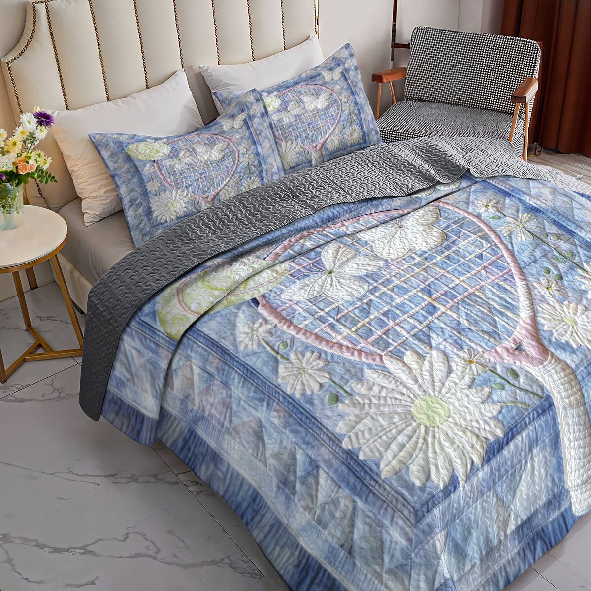 Shineful All Season Quilt 3-Piece Set Charming Tennis