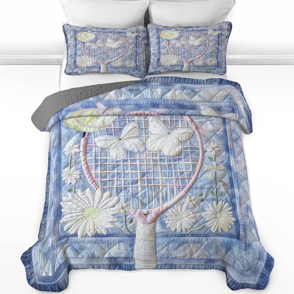 Ensemble de courtepointe toutes saisons Shineful 3 pièces Charming Tennis