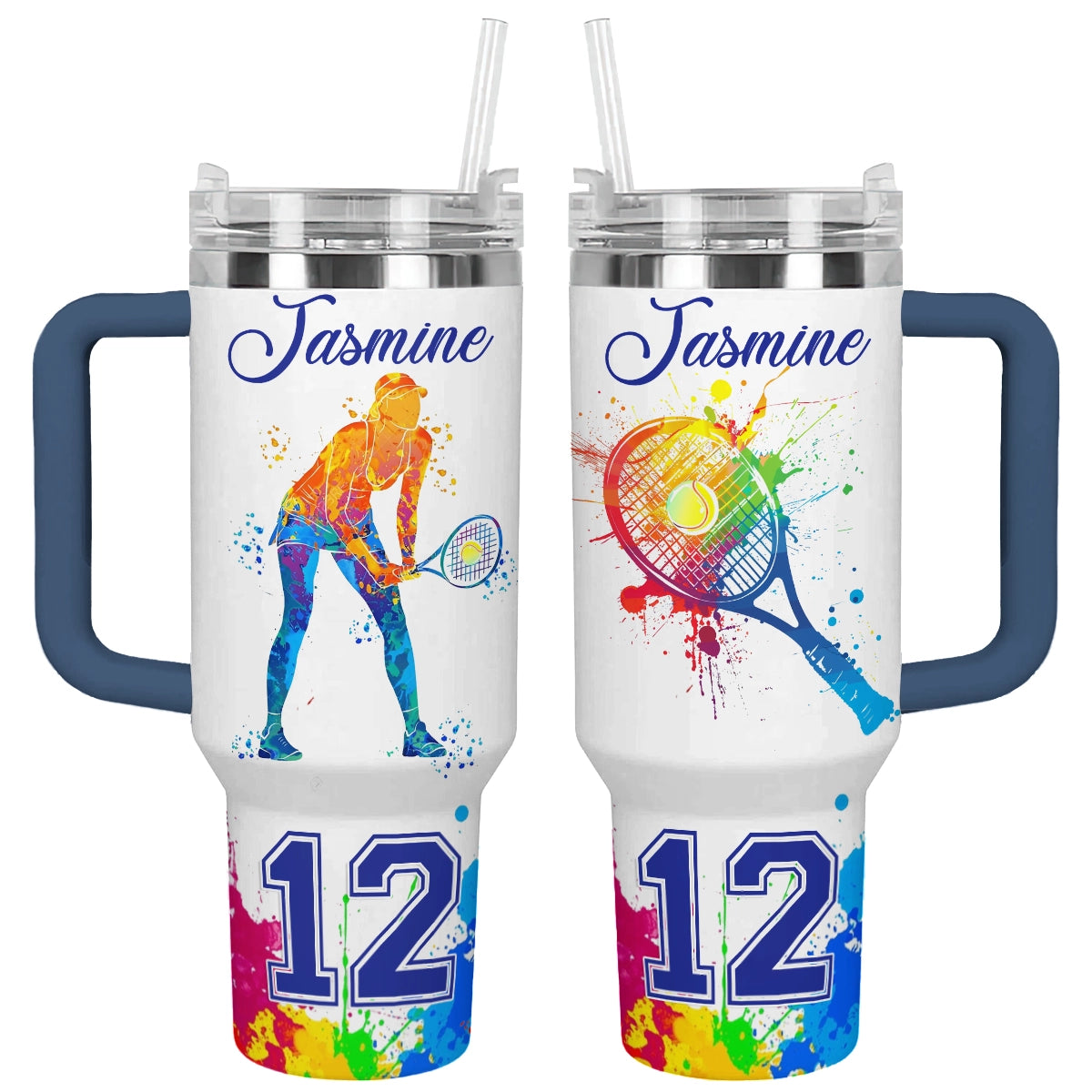 Shiny Tumbler Personalisiert Lebendiges Tennis