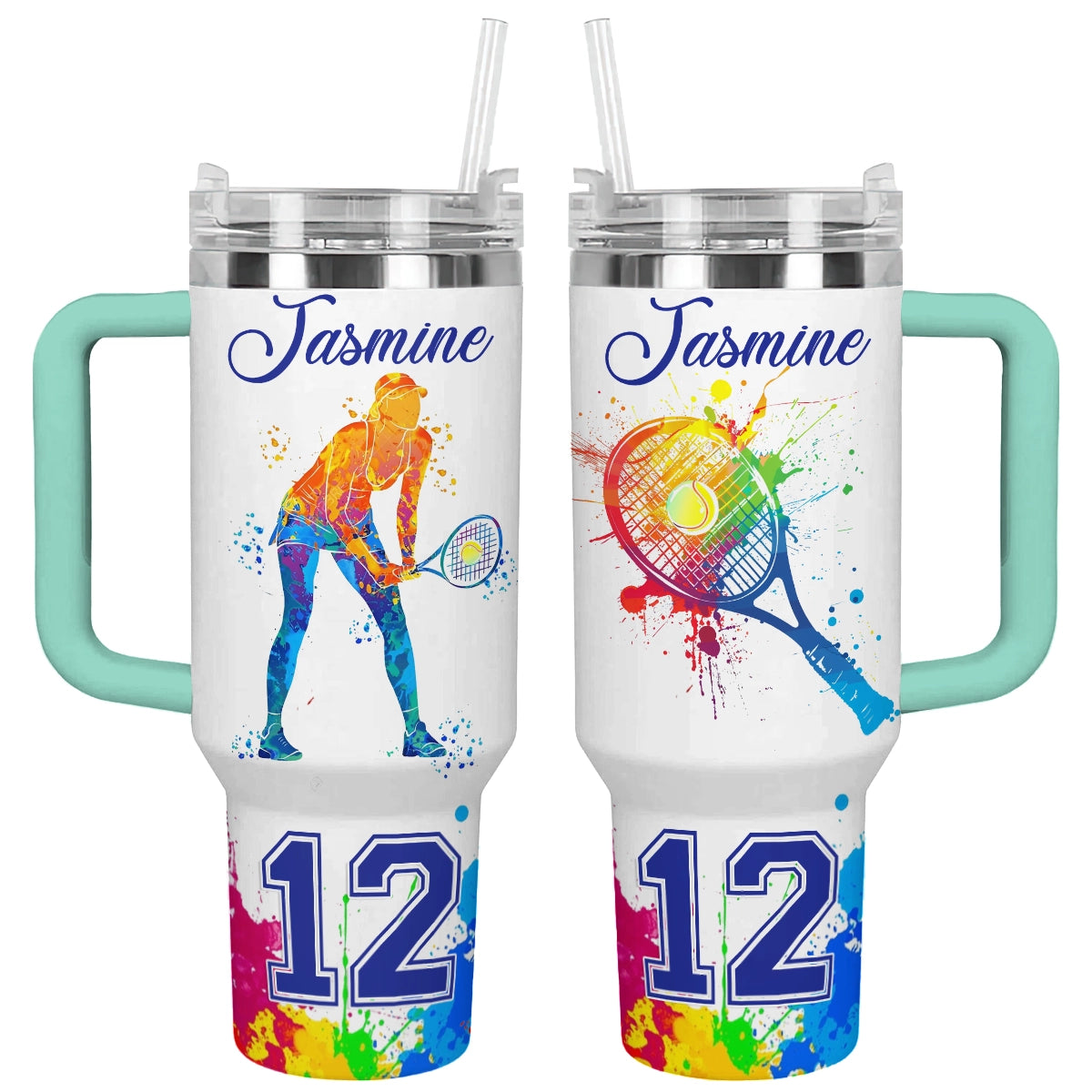 Shiny Tumbler Personalisiert Lebendiges Tennis