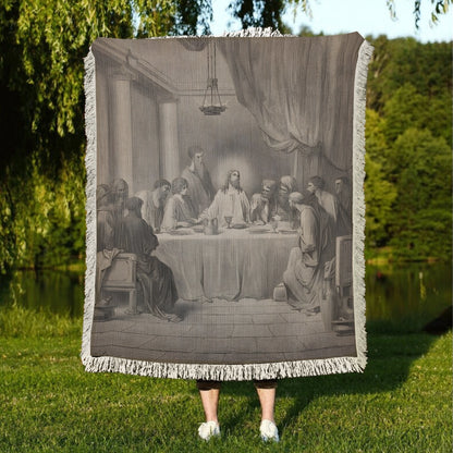 Shineful Woven Tapestry Throw Blanket Sacred The Last Supper