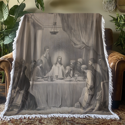 Shineful Woven Tapestry Throw Blanket Sacred The Last Supper