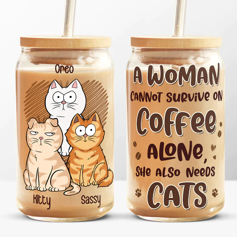 I Like Coffee My Cats And Maybe 3 People - Cat Personalized Custom Glass Cup Iced Gift For Pet