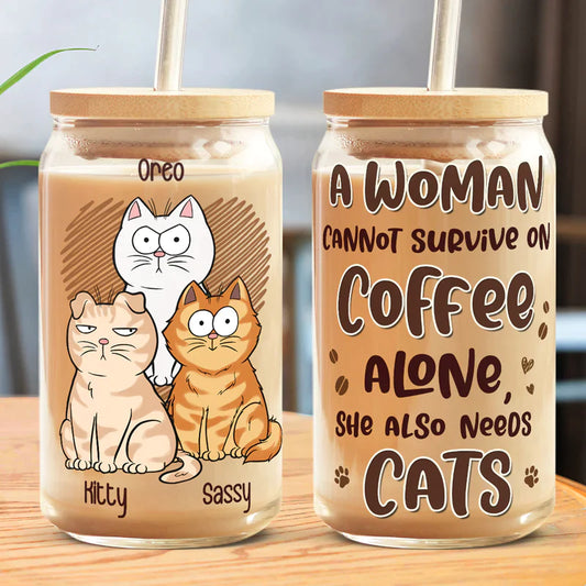 I Like Coffee My Cats And Maybe 3 People - Cat Personalized Custom Glass Cup Iced Gift For Pet