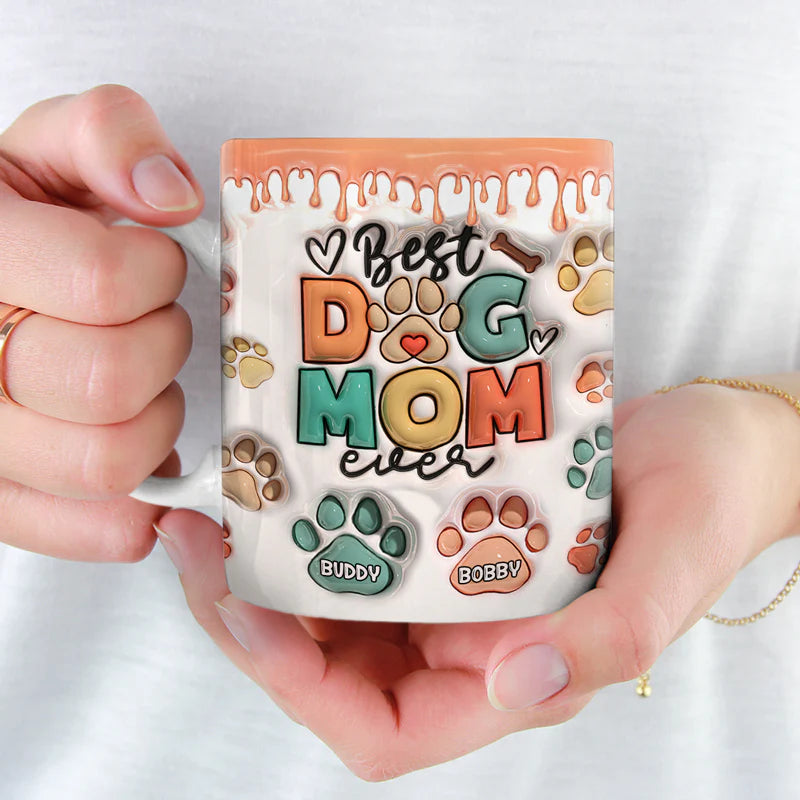 Shineful Mug Gift For Pet Owners, Pet Lovers - Best Dog Mom Dad Ever - Dog & Cat Personalized Custom 3D Inflated Effect Printed Mug