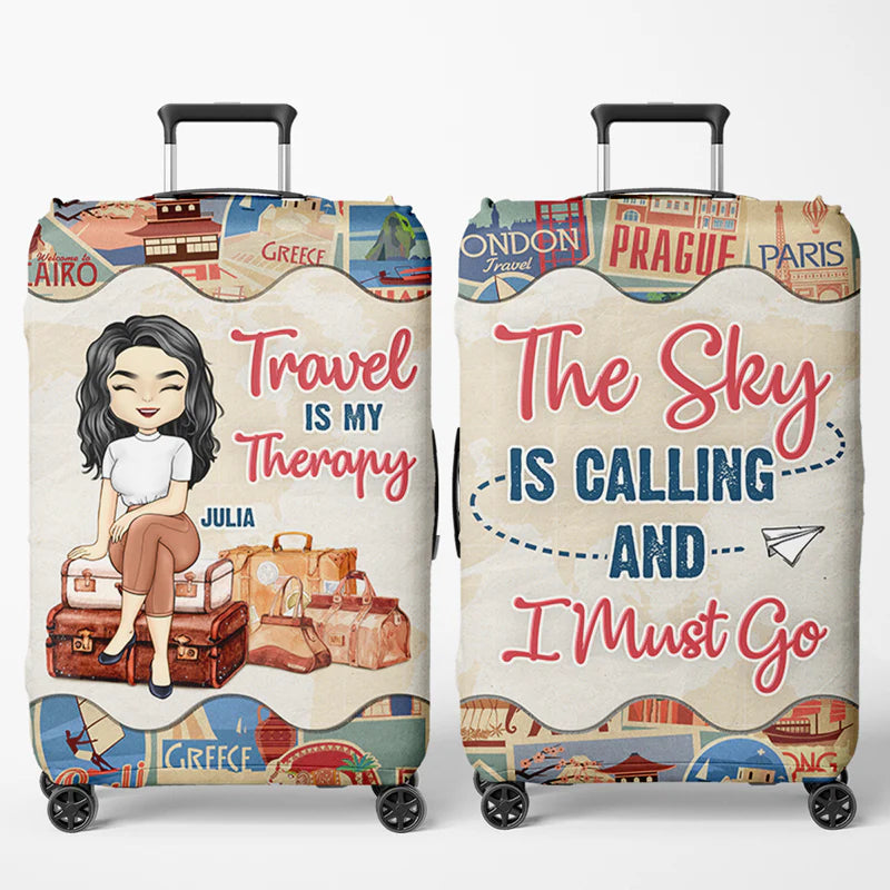 Shineful Travel Is My Therapy Personalized Luggage Cover