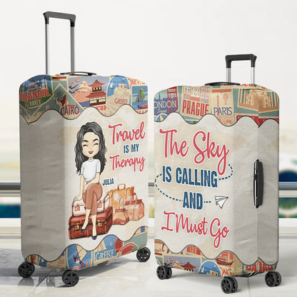 Shineful Travel Is My Therapy Personalized Luggage Cover