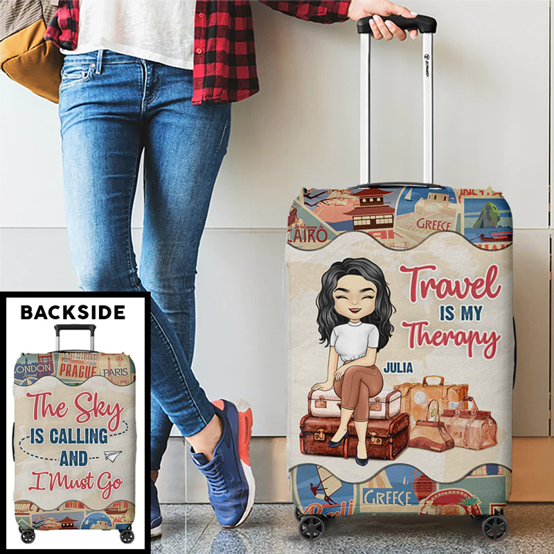 Shineful Travel Is My Therapy Personalized Luggage Cover