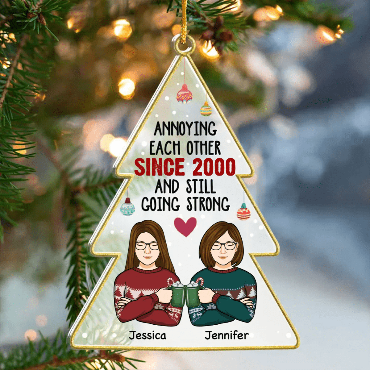 Shinefulgift® Annoying Each Other & Still Going Strong - Personalized Custom Christmas Tree Shaped