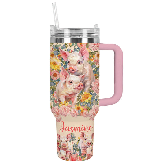 Shineful Tumbler Floral Piglet Delight