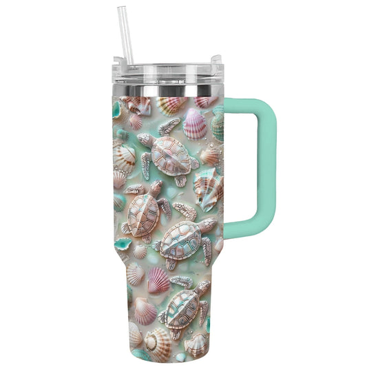 Shineful Tumbler Pastel Seashells Turtles